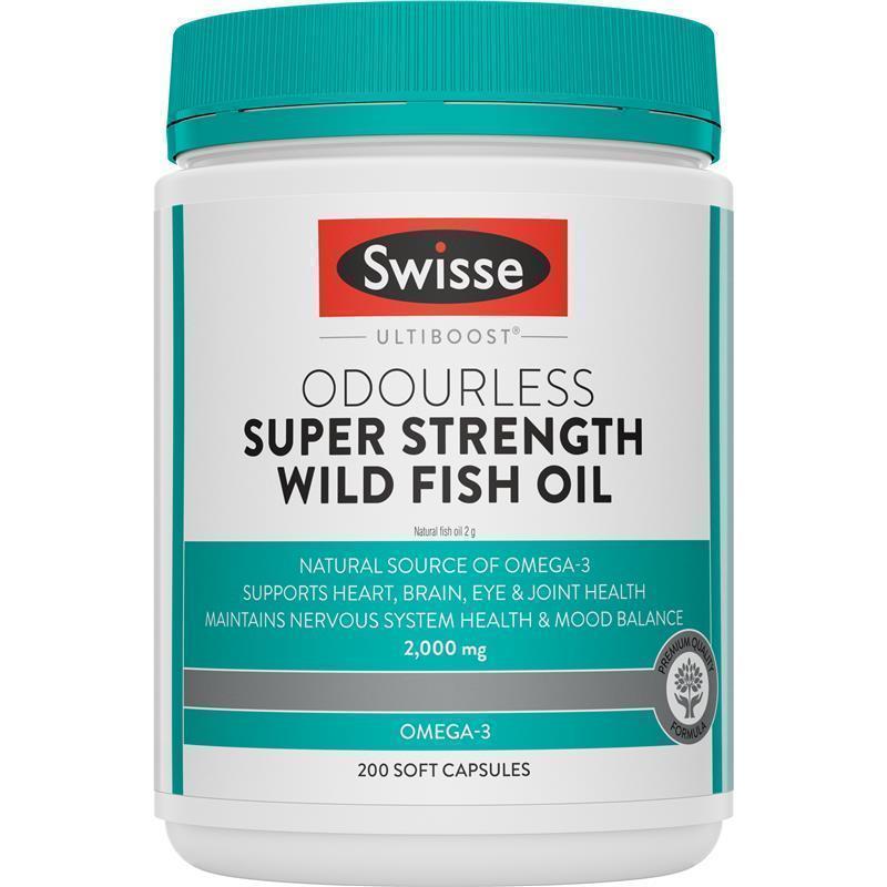 Swisse Ultiboost Odourless Super Strength Wild Fish Oil 2000mg 200 Capsules