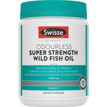 Swisse Ultiboost Odourless Super Strength Wild Fish Oil 2000mg 200 Capsules