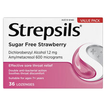 Strepsils Sugar Free Strawberry 36 Lozenges - GimmeNow