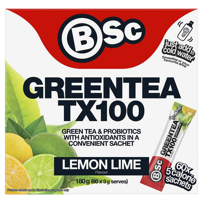 BSc Green Tea TX100 Lemon Lime 60 x 3g Serve NEW
