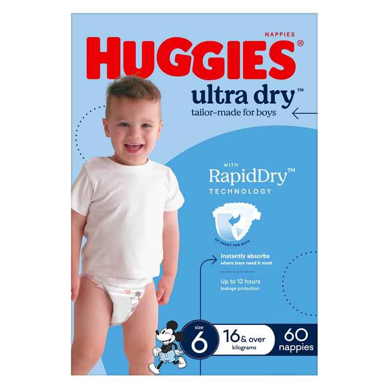 Huggies Ultra Dry Nappies Boy Size 6 Jumbo 60 Pack