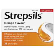 Strepsils Soothing Lozenges Orange 36pk Sore Throat Double Antibacterial
