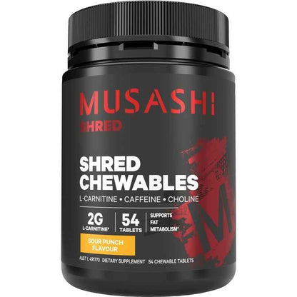 Musashi Shred Chewables Sour Punch Flavour 54 Tablets