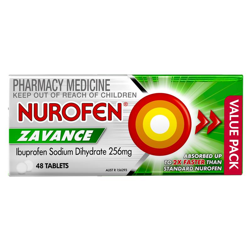 Nurofen Zavance Fast Pain Relief Tablets 48 pack 256mg Ibuprofen