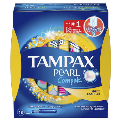 Tampax Pearl Compak Tampons Regular 18 Pack
