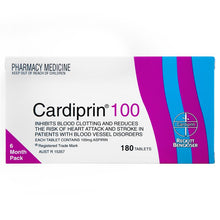Cardiprin Blood Clotting Reduction Tablets 100mg Aspirin 180 Pack