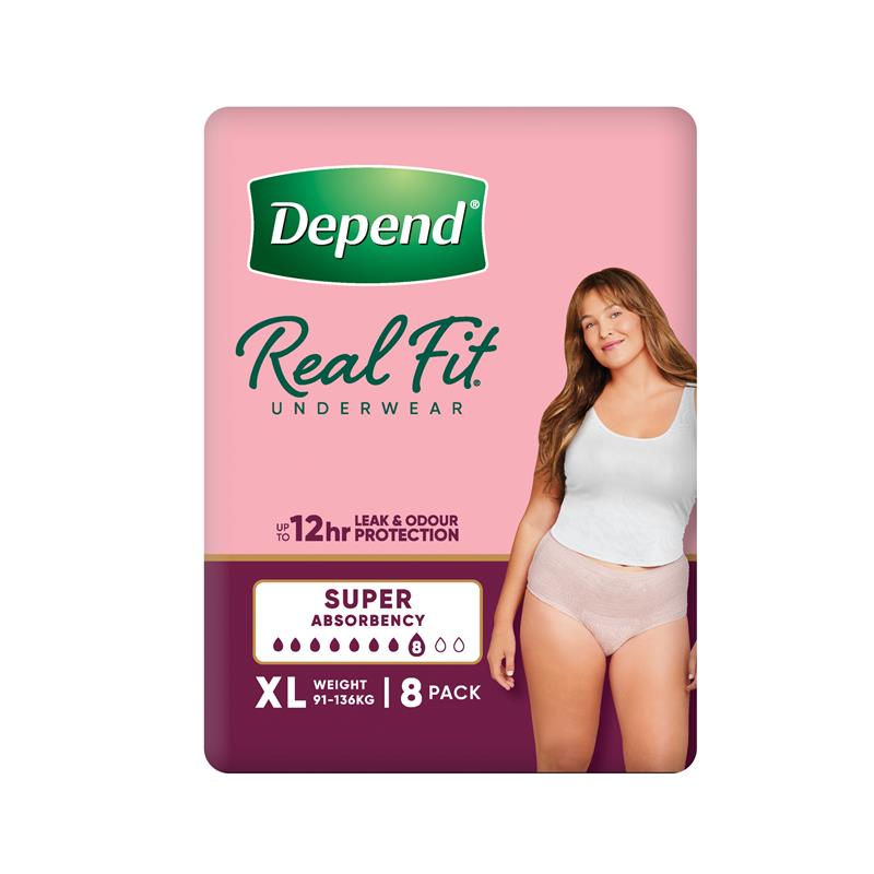 Depend Real Fit Super Incontinence Underwear for Women XL 8 Pack