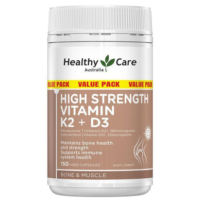 Healthy Care High Strength Vitamin K2 + D3 150 Capsules