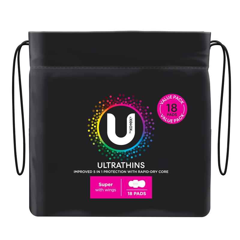 U By Kotex Ultrathin Super Wing Bulk Pack 18