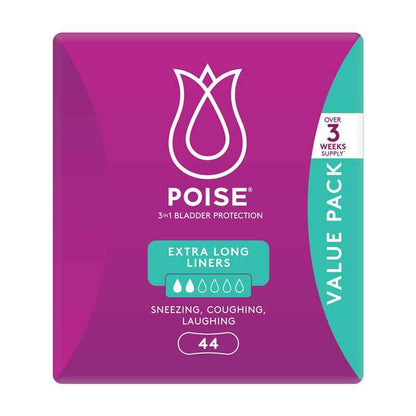 Poise Liner Extra Long Bulk 44 Pack