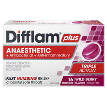 Difflam Plus Anaesthetic Sugar Free Wild Berry 16 Lozenges
