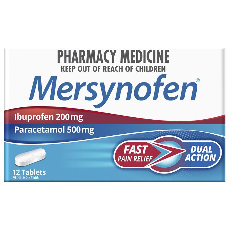 Mersynofen Pain Relief Tablets with Paracetamol + Ibuprofen 12 Pack