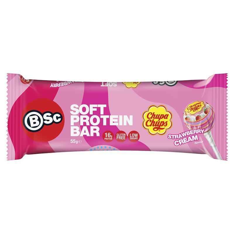 BSc x Chupa Chups Soft Protein Bar Strawberry Cream 55g