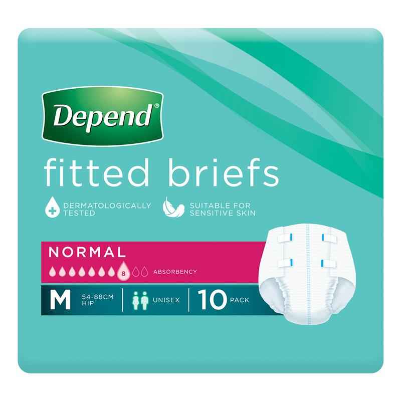 Depend Fitted Briefs Medium 10 Pack
