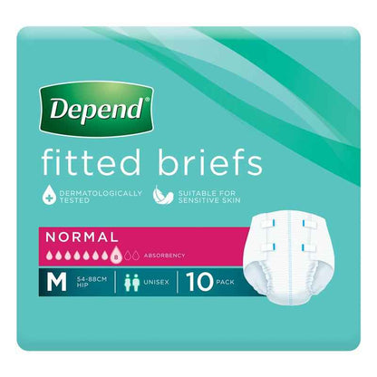 Depend Fitted Briefs Medium 10 Pack