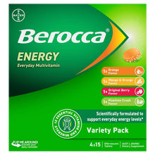 Berocca Energy 60 Effervescent Tablets 4 x 15 Variety Exclusive Pack