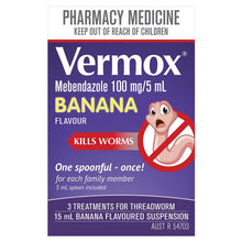 Vermox Worming Treatment Banana Flavoured Liquid 15ml - GimmeNow