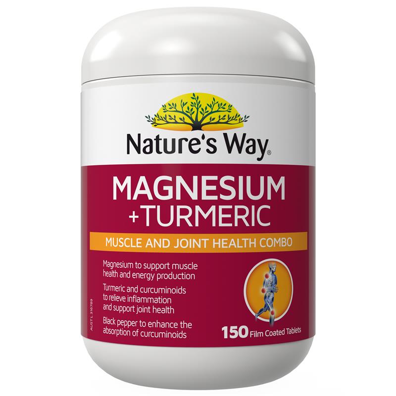 Nature's Way Magnesium + Turmeric 150 Tablets New Formula