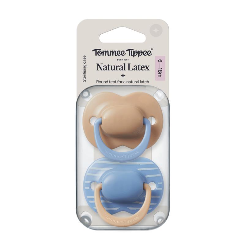 Tommee Tippee Natural Latex Ultimate Fit Soother 6-18 Months 2 Pack Assorted Colours