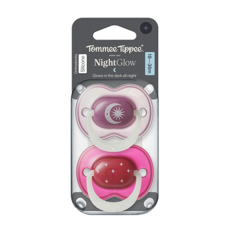 Tommee Tippee  NightGlow Soother 18-36 Months 2 Pack Assorted Colours