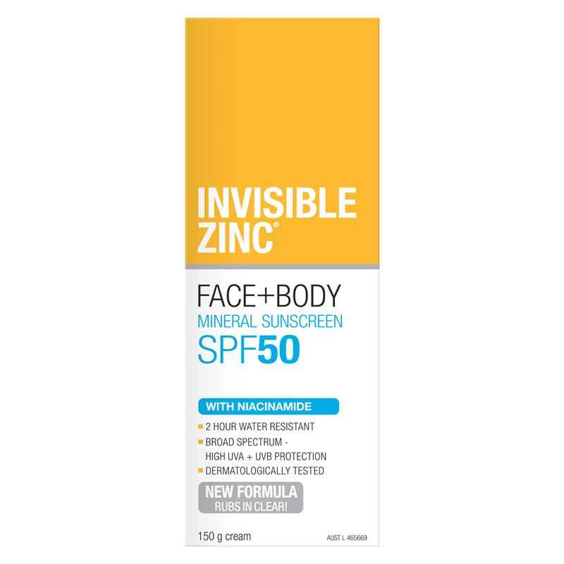 Invisible Zinc Face+Body Mineral Sunscreen SPF50 150g