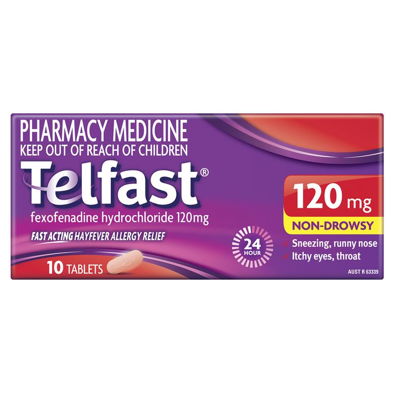 Telfast Hayfever Allergy Relief 120mg Antihistamine Tablets Non-Drowsy - 10 Pack - GimmeNow