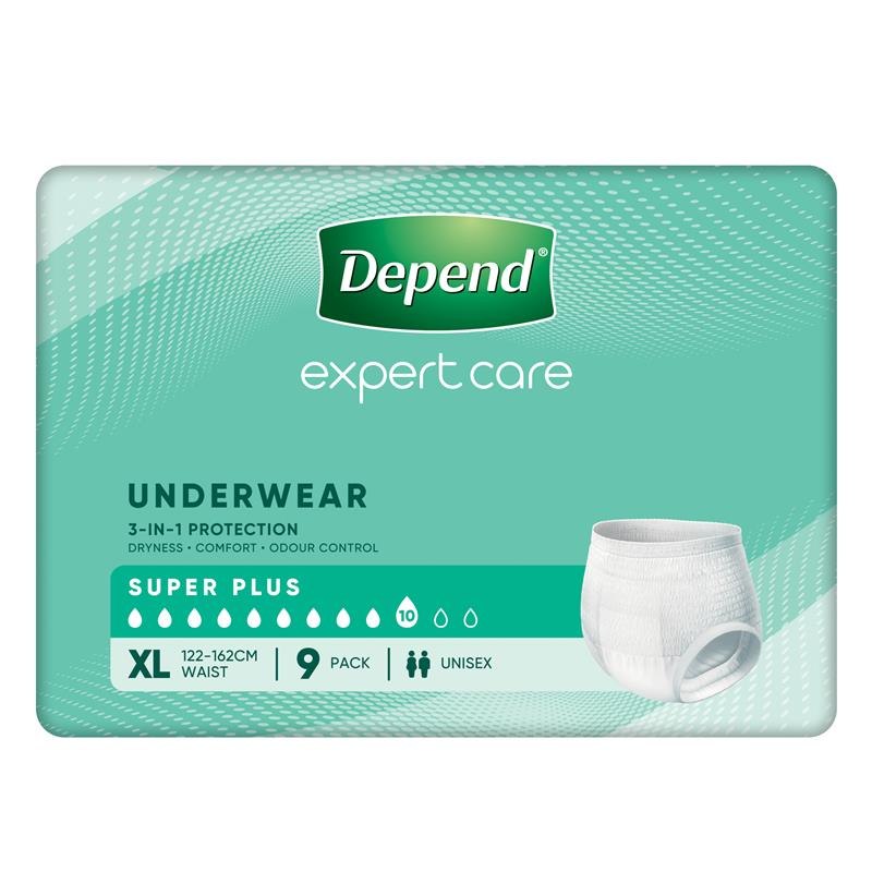 Depend Expert Care Incontinence Underwear Super Plus XL 9 Pack