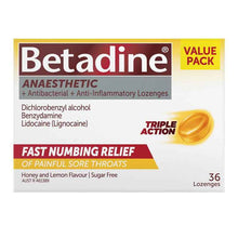 Betadine Sore Throat Anaesthetic Honey & Lemon 36 Lozenges