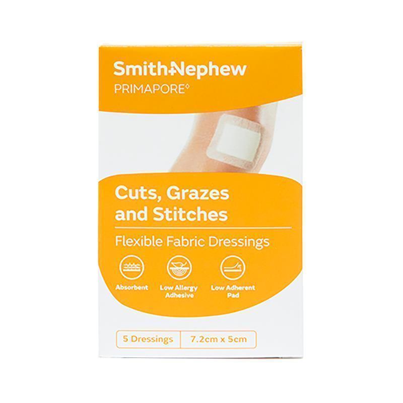 Primapore Flexible Fabric Dressing 7.2cm x 5cm 5 Pack