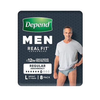 Depend Real Fit for Men Incontinence Underwear Large 8 Pack