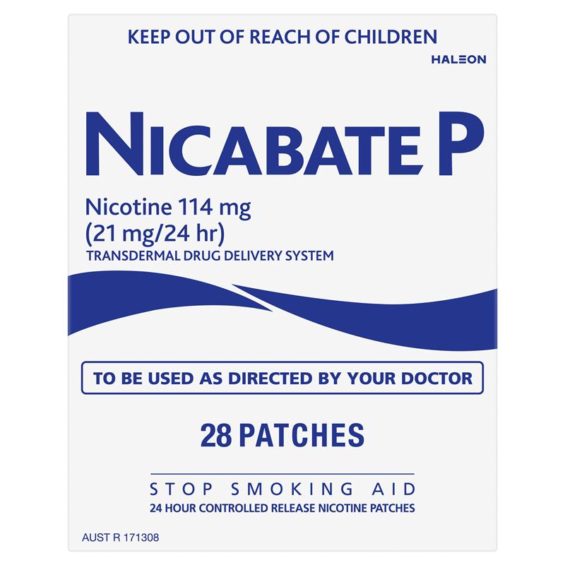 Nicabate P Patch Quit Smoking 21mg 28 Patches
