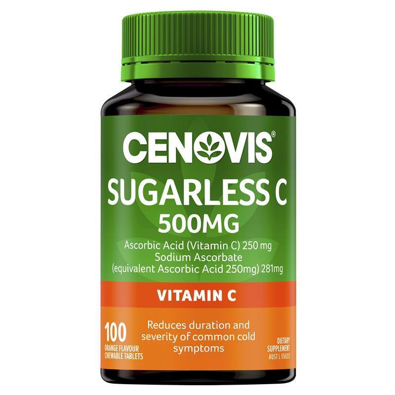 Cenovis Sugarless C 500mg 100 Orange Flavour Chewable Tablets