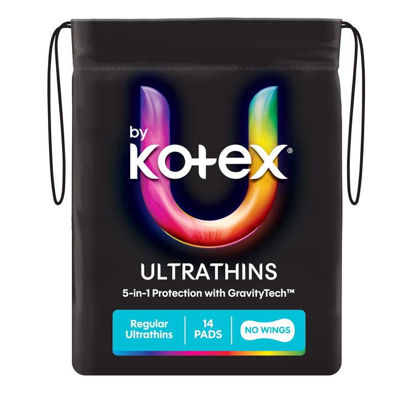 U by Kotex Ultrathin Pads Regular No Wings 14 Pack