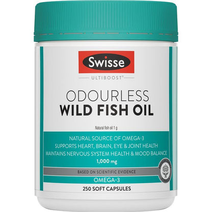 Swisse Ultiboost Odourless Wild Fish Oil 1000mg 250 Capsules