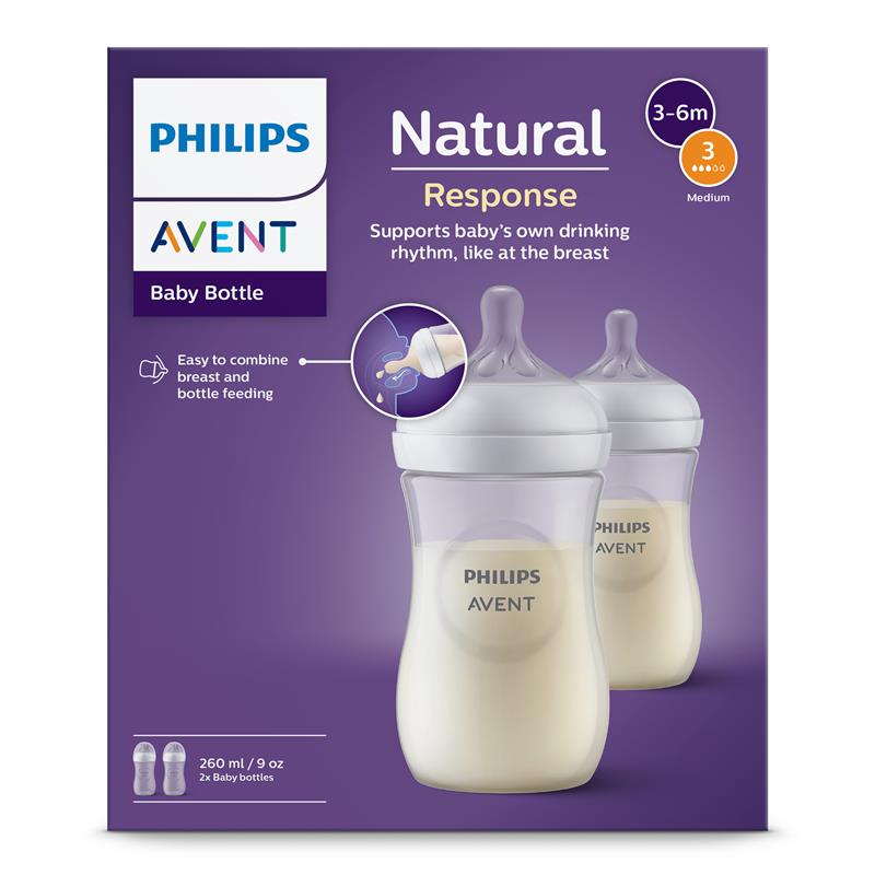 Avent Natural Response Feeding Bottle 260ml 2 Pack