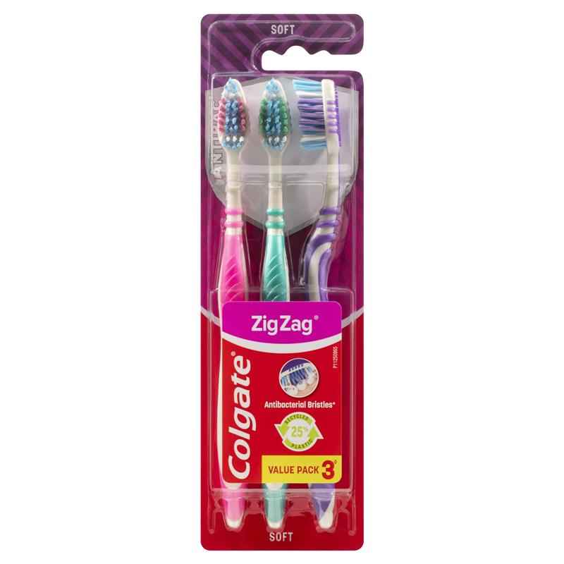 Colgate Zig Zag Deep Interdental Clean Toothbrush Flex Soft Value 3 Pack