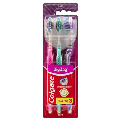 Colgate Zig Zag Deep Interdental Clean Toothbrush Flex Soft Value 3 Pack