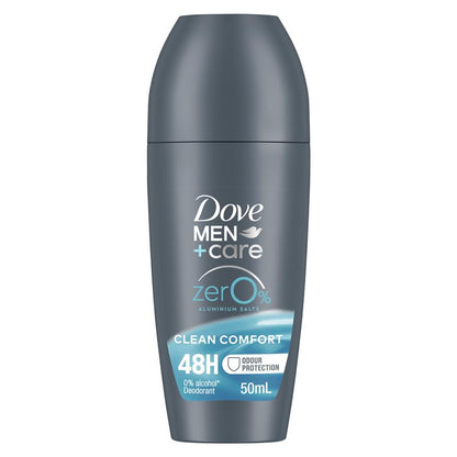 Dove Men+ Care Deodorant Roll On Zero Aluminium Clean Comfort 50ml