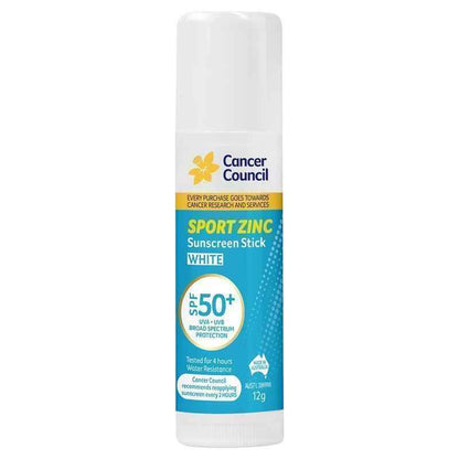 Cancer Council SPF 50+ Sport Zinc Stick White 12g