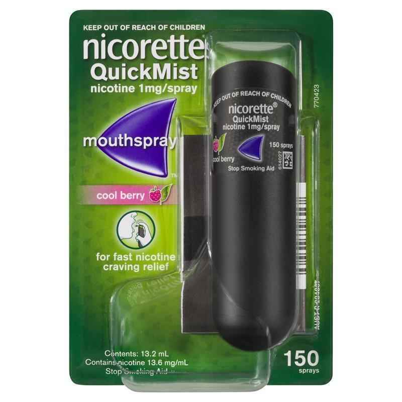 Nicorette Quit Smoking QuickMist Mouth Spray Cool Berry 150 Sprays (13.2mL x 1)
