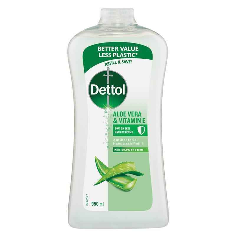 Dettol Hand Wash Aloe Vera Refill 950mL Vitamin E Antibacterial Liquid
