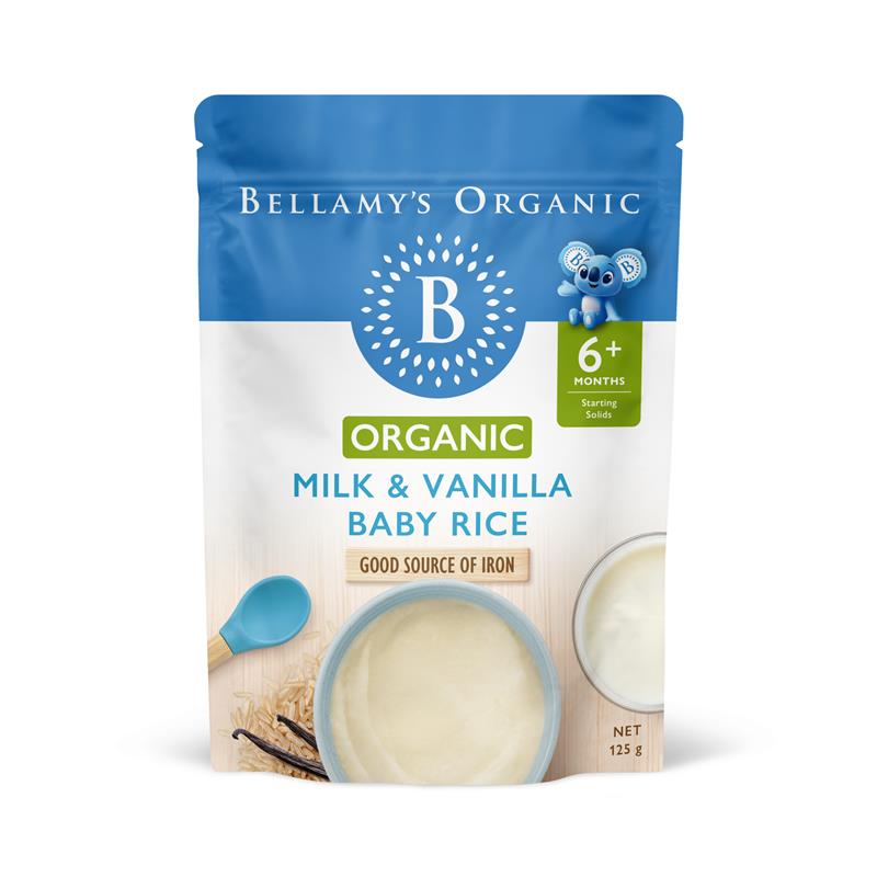 Bellamy's Organic Milk & Vanilla Baby Rice Cereal 125g