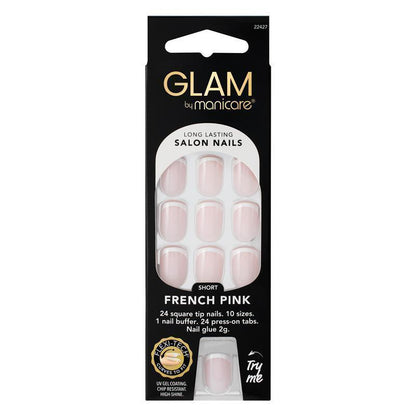 Glam By Manicare Press On Nails French Pink Short Square French Kit