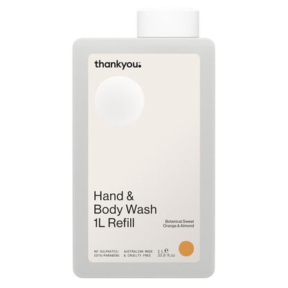 Thankyou Hand & Body Wash Botanical Sweet Orange & Almond Refill 1L