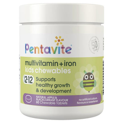 Pentavite Multivitamin + Iron Kids 60 Chewable Tablets
