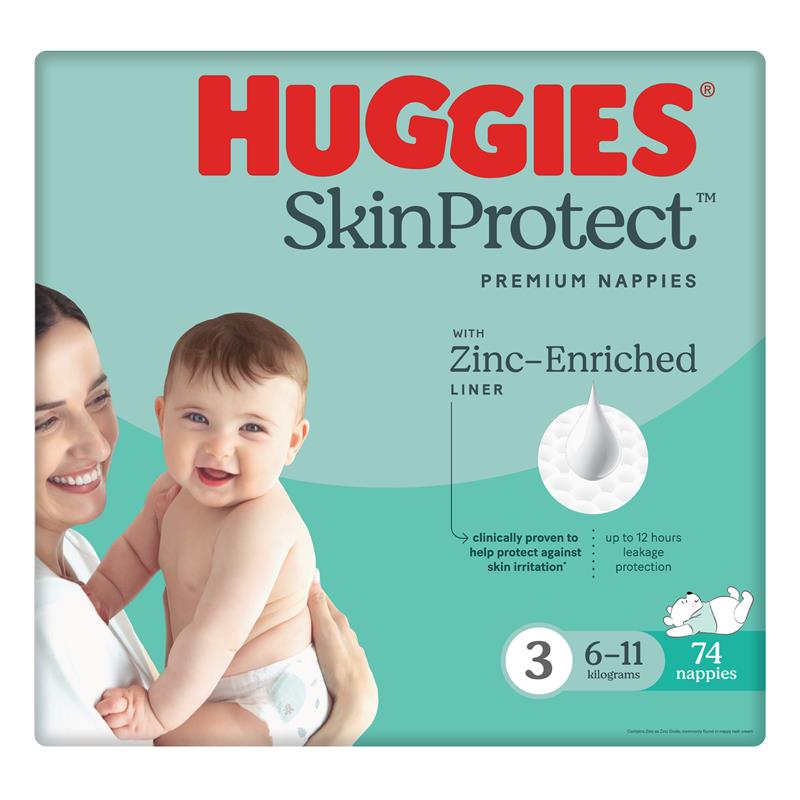 Huggies Skin Protect Nappies Size 3 (6-11 Kg)  74 Pack