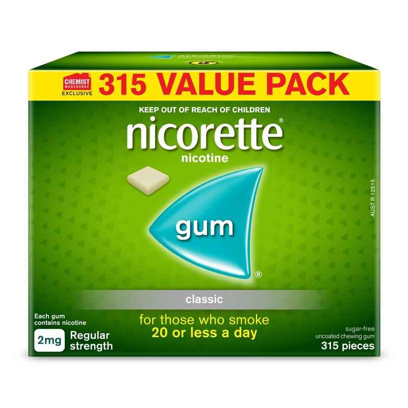 Nicorette Quit Smoking Regular Strength Nicotine Gum Classic Exclusive Size 315 Pack