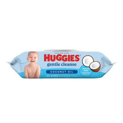 Huggies Glentle Cleanse Baby Wipes Coconut Oil 80 Pack