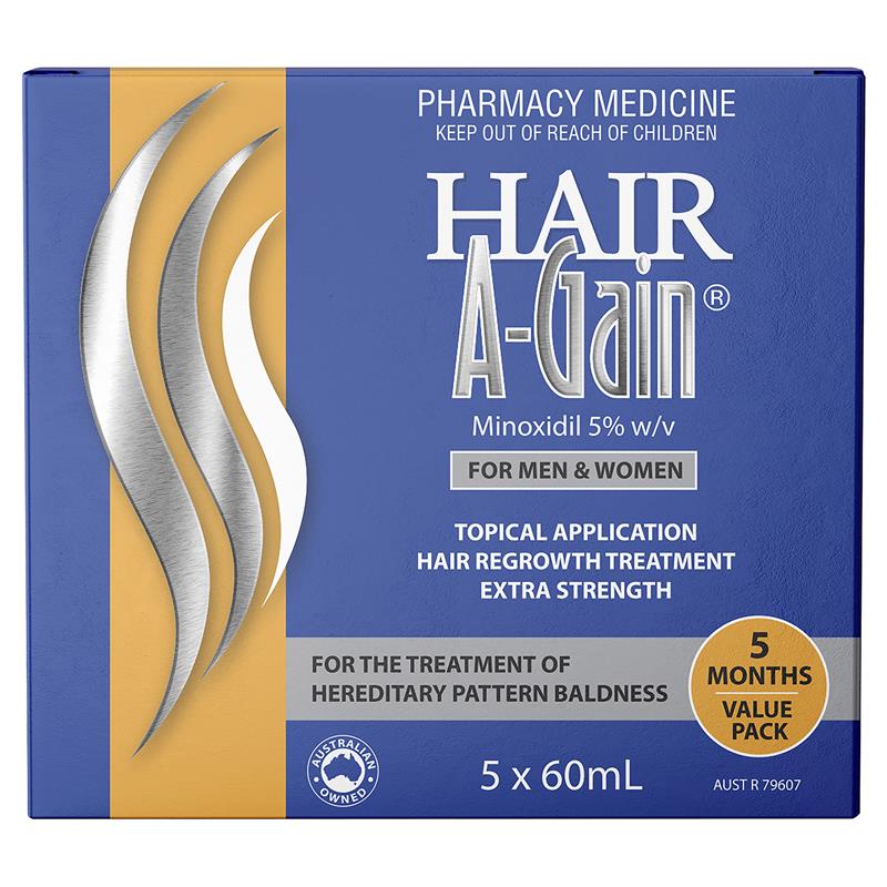 Hair A-Gain Hair Regrowth Treatment Extra Strength for Men & Women – 5 Month Value Pack – 5 x 60ml - GimmeNow