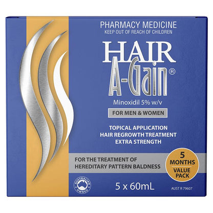 Hair A-Gain Hair Regrowth Treatment Extra Strength for Men & Women – 5 Month Value Pack – 5 x 60ml - GimmeNow